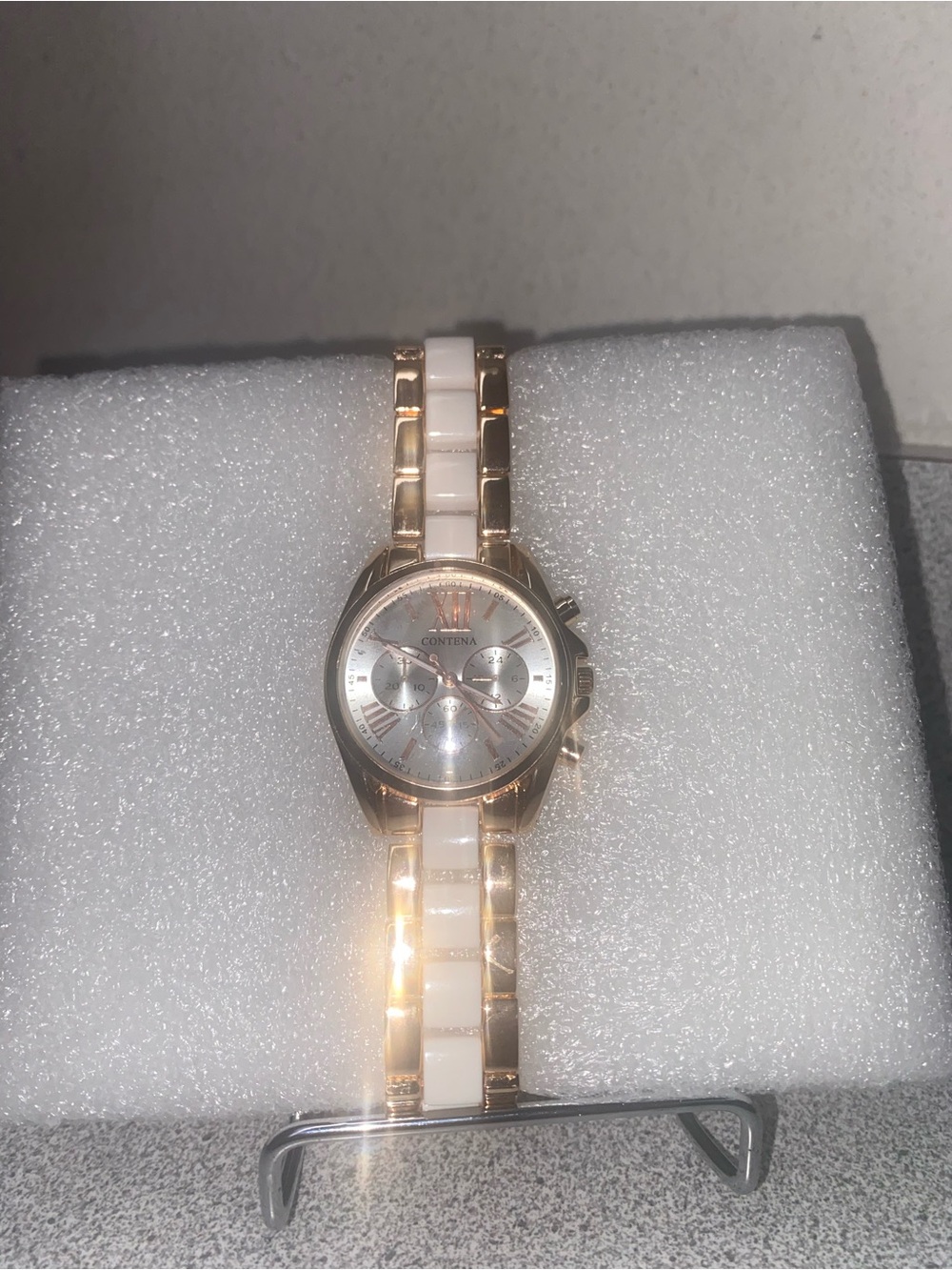 NWOT Contena 6184 Rose Gold White Stainless Steel Watch